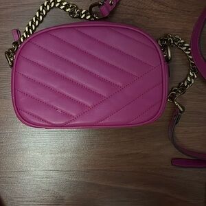 Tory Burch Pink Quilted Crossbody Bag with Chain Strap